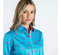 Claudio Lugli Kissing Flamingo Womens Printed Shirt - Blue - 10.0