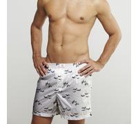 CLAUDIO LUGLI Lancaster Bomber Cotton Poplin Print Boxer Shorts in White | Size: Small CLAUDIO LUGLI White S