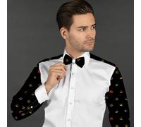 Claudio Lugli LIPS PRINTED TUXEDO SHIRT WITH BOWTIE - Black - Small