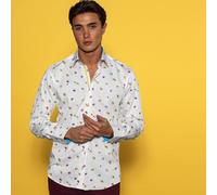 CLAUDIO LUGLI Men's Bumble Bee Print Shirt in White | Size: Medium CLAUDIO LUGLI White M