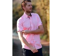 CLAUDIO LUGLI Men's Classic Satin Cotton Short Sleeve Shirt Pegasus Edition in Pink | Size: Large CLAUDIO LUGLI Pink L