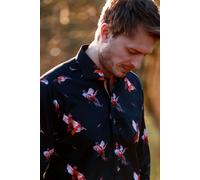 CLAUDIO LUGLI Men's Courtship Pheasants Print Shirt in Black | Size: Large CLAUDIO LUGLI Black L