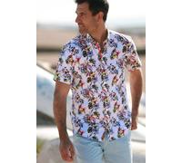 CLAUDIO LUGLI Men's Floral Short Sleeve Print Shirt in White | Size: Large CLAUDIO LUGLI White L