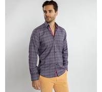 CLAUDIO LUGLI Men's Knitted Classic Jacquard Shirt With Multicoloured Stripe Insert in Purple | Size: Large CLAUDIO LUGLI Purple L