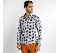 CLAUDIO LUGLI Men's Misty Mustangs & Mares Horse Print Shirt in Grey | Size: XL CLAUDIO LUGLI Grey XL