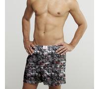 CLAUDIO LUGLI Men's Mods & Rockers Cotton Poplin Print Boxer Shorts in Black | Size: Small CLAUDIO LUGLI Black S