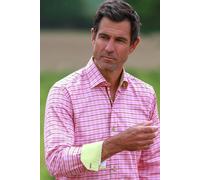 CLAUDIO LUGLI Men's PINK CHECK PRINT SHIRT | Size: Large CLAUDIO LUGLI Pink L