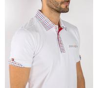 CLAUDIO LUGLI Men's SIGNATURE POLO SHIRT WITH CHECK INSERT in White | Size: 2XL CLAUDIO LUGLI White 2XL