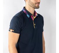 CLAUDIO LUGLI Men's SIGNATURE POLO SHIRT WITH MARBLE INSERT in Navy | Size: Small CLAUDIO LUGLI Navy S