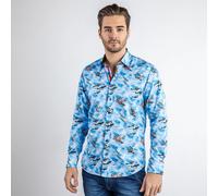 CLAUDIO LUGLI Men's Supermarine Plane Commemorative Print Shirt in Blue | Size: Large CLAUDIO LUGLI Blue L