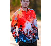 CLAUDIO LUGLI Men's The Soundwave Placement Print Shirt | Size: Large CLAUDIO LUGLI Multicolor L