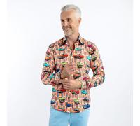 CLAUDIO LUGLI Men's Vintage & Retro Car Print Shirt in Red | Size: XL CLAUDIO LUGLI Red XL