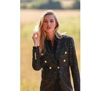 Claudio Lugli MIDNIGHT SPARKLE DOUBLE BREASTED PRINTED WOMENS JACKET - Black - 8.0