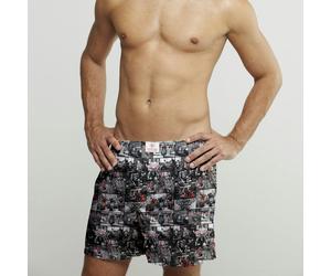 Claudio Lugli Mods And Rockers Cotton Poplin Print Boxer Shorts - Black - Medium