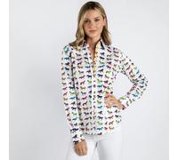Claudio Lugli Multi Coloured Galloping Horses Womens Print Shirt - White - 10.0