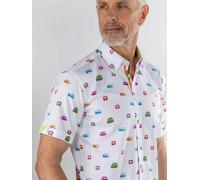 Claudio Lugli Neon Multicolour Camper Van Printed Short Sleeve - White - Medium