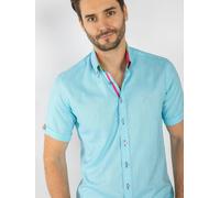 Claudio Lugli Pastel Texture Classic Short Sleeve Shirt - Large - Aqua