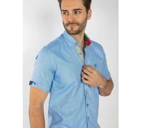 Claudio Lugli Pastel Texture Classic Short Sleeve Shirt - Large - Blue