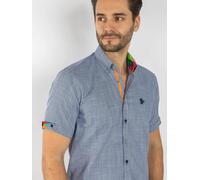 Claudio Lugli Pastel Texture Classic Short Sleeve Shirt - Medium - Navy