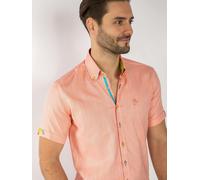Claudio Lugli Pastel Texture Classic Short Sleeve Shirt - Small - Orange