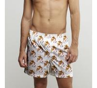 CLAUDIO LUGLI Phoenix Cotton Poplin Print Boxer Shorts in White | Size: Large CLAUDIO LUGLI White L