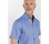 Claudio Lugli Pure Linen Summer Short Sleeve Shirt - XL - Sky
