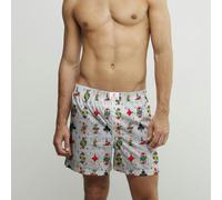 Claudio Lugli Queen Card Cotton Poplin Print Boxer Shorts - White - XL