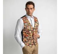 Claudio Lugli Racing Renaissance Vintage Printed Waistcoat - 46 UK/ 56 EU - Navy