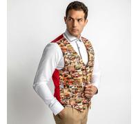 Claudio Lugli Racing Renaissance Vintage Printed Waistcoat - 50 UK/ 60 EU - Red