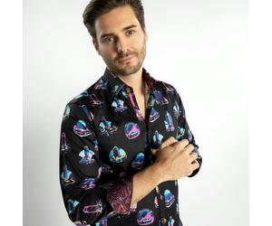 Claudio Lugli Retro Car Men Print Shirt - Black - Medium