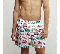 CLAUDIO LUGLI Rugby Scrum Cotton Poplin Print Boxer Shorts in White | Size: XL CLAUDIO LUGLI White XL