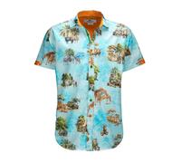 Claudio Lugli Safari Animal Print Short Sleeve Shirt - 3XL - Aqua