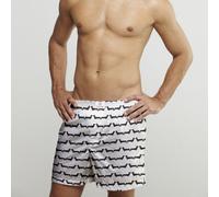 Claudio Lugli Sausage Dog Poplin Cotton Printed Boxer Shorts - White - XXL