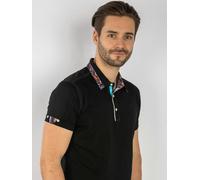 Claudio Lugli Signature Polo Shirt with Ornamental Insert - XL - Black