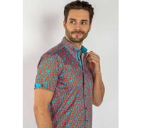 Claudio Lugli Silhouette Ornaments Short Sleeve Shirt - Red - 5XL