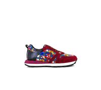 Claudio Lugli SKULL AND FLORAL PRINTED LEATHER AND SUEDE TRAINERS - Burgundy - UK44 - SIZE 10