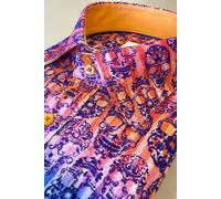 Claudio Lugli Skull Flocking Shirt with Gradient Tie-Dye Luxury Textured Finish - Multicolour - 4XL