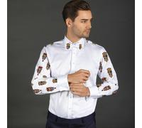 Claudio Lugli SKULL KING PRINTED TUXEDO SHIRT WITH BOWTIE - White - Large
