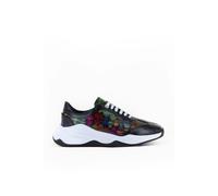 Claudio Lugli SKULL PRINT LEATHER TRAINERS - Navy - UK45 - SIZE 11