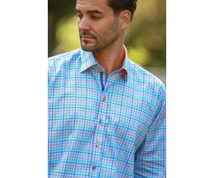 Claudio Lugli Sky Multi Check Print Shirt - Sky - Large