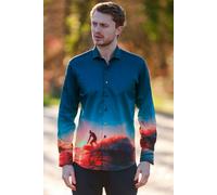 Claudio Lugli Surfer Rider of The Crimson Wave Placement Print Shirt - Navy - XXL