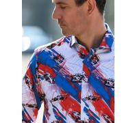 Claudio Lugli The Shunt - Men's Vintage Racing Print Shirt - Large - White