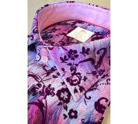 Claudio Lugli Tie-Dye Floral Flocking Shirt with Luxury Textured Finish - 3XL - Pink