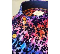 Claudio Lugli Tie-Dye Floral Flocking Shirt with Luxury Textured Finish - Large