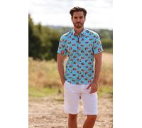 Claudio Lugli Tropical Visions Stripe Short Sleeve Shirt - Large - Aqua