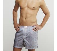 CLAUDIO LUGLI Zig Zag Cotton Poplin Print Boxer Shorts in Bright Blue | Size: Large CLAUDIO LUGLI Bright Blue L
