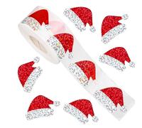 Claus Sticker - Small Santa Hat Stickers, Self Adhesive Rolls, 500PCs Christmas Adhesive Rolls | Christmas Decals Cute Envelope Seals Sparkly Scrapbooking Holiday Party Greeting Card