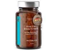 CLAV® Zinc 25mg, High Strength, Vegan Certified, 180 Tablets | For Immune System, Bones, Hair, Skin & Nails, High Bioavailability, Premium Bisglycinate, Lab-Tested, in Amber Glass