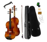 CLAVIO Violin Set 4/4 Full Size, 3/4 Size Fiddle Solidwood and Ebony Fittings with Hard Case, Shoulder Rest, Strings, Bow, Rosin, Tuner and Spruce Panel, Maple Wood 1-piece Back (Reddish Brown, 3/4)