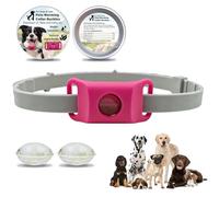 Clavya Tags for Dogs, 100% Natural Ingredients, 4 Months Long Lasting Protection, Clavya Fle-a and Tic-k Tags For Dogs, Clav-ya Fle-a Tag-s for Dog-s, Waterproof, Adjustable Size for Mud, Swim (PINK)